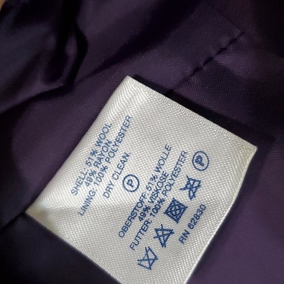 Lands'end Wool Blend Zip Up Coat Size 12 Purple Women's  Lined With Collar - Picture 8 of 8